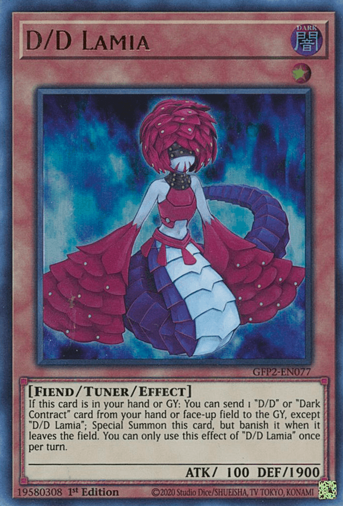 1st Edition, Dark, Fiend, Ghosts From the Past: The 2nd Haunting, Tuner/Effect Monster, Ultra Rare D/D Lamia [GFP2-EN077] Ultra Rare - Trading Card World