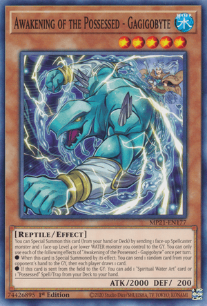 1st Edition, 2021 Tin of Ancient Battles, Common, Effect Monster, Reptile, Water Awakening of the Possessed - Gagigobyte [MP21-EN177] Common - Trading Card World