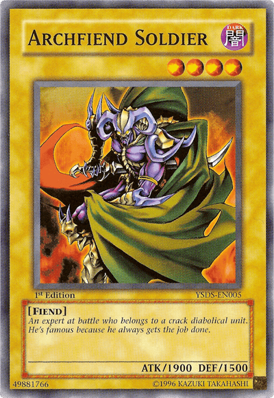 1st Edition, Common, Dark, Fiend, Normal Monster, Starter Deck: Syrus Truesdale, Unlimited Archfiend Soldier [YSDS-EN005] Common - Trading Card World