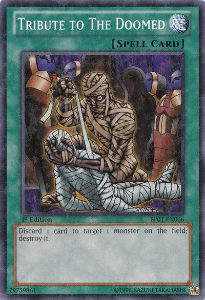 1st Edition, Battle Pack: Epic Dawn, Normal Spell, Spell, Starfoil Rare, Unlimited Tribute to the Doomed [BP01-EN066] Starfoil Rare - Trading Card World