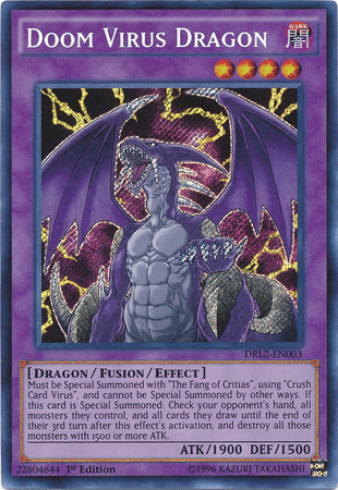 1st Edition, Dark, Dragon, Dragons of Legend 2, Fusion/Effect Monster, Secret Rare Doom Virus Dragon [DRL2-EN003] Secret Rare - Trading Card World