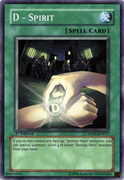 1st Edition, Common, Duelist Pack 5: Aster Phoenix, Normal Spell, Spell, Unlimited D - Spirit [DP05-EN017] Common - Trading Card World