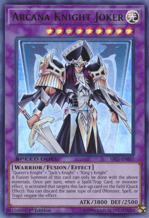 1st Edition, Fusion/Effect Monster, Light, Speed Duel: Arena of Lost Souls, Ultra Rare, Warrior Arcana Knight Joker [SBLS-EN007] Ultra Rare - Trading Card World
