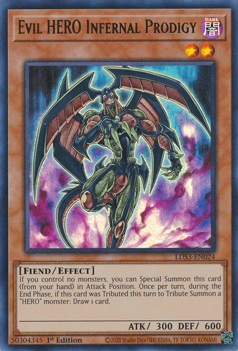 1st Edition, Dark, Effect Monster, Fiend, Legendary Duelists: Season 3, Ultra Rare Evil HERO Infernal Prodigy [LDS3-EN024] Ultra Rare - Trading Card World