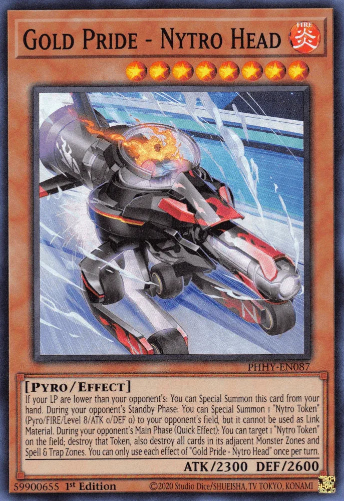 1st Edition, Effect Monster, Fire, Photon Hypernova, Pyro, Super Rare Gold Pride - Nytro Head [PHHY-EN087] Super Rare - Trading Card World