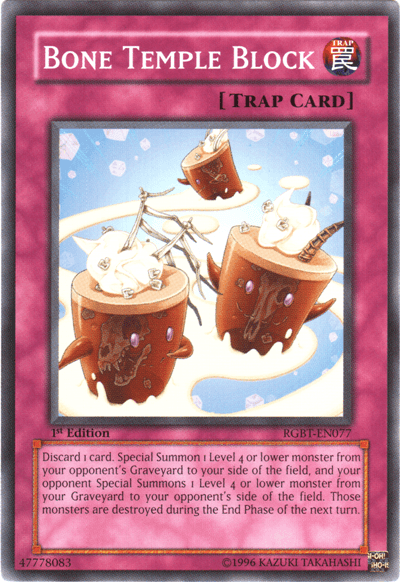 1st Edition, Common, Normal Trap, Raging Battle, Trap, Unlimited Bone Temple Block [RGBT-EN077] Common - Trading Card World