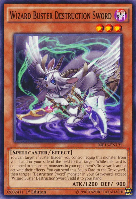 1st Edition, 2016 Mega-Tins Mega Pack, Common, Dark, Effect Monster, Spellcaster, Unlimited Wizard Buster Destruction Sword [MP16-EN191] Common - Trading Card World