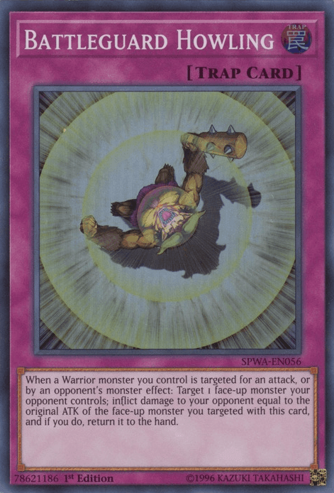 1st Edition, Normal Trap, Spirit Warriors, Super Rare, Trap Battleguard Howling [SPWA-EN056] Super Rare - Trading Card World