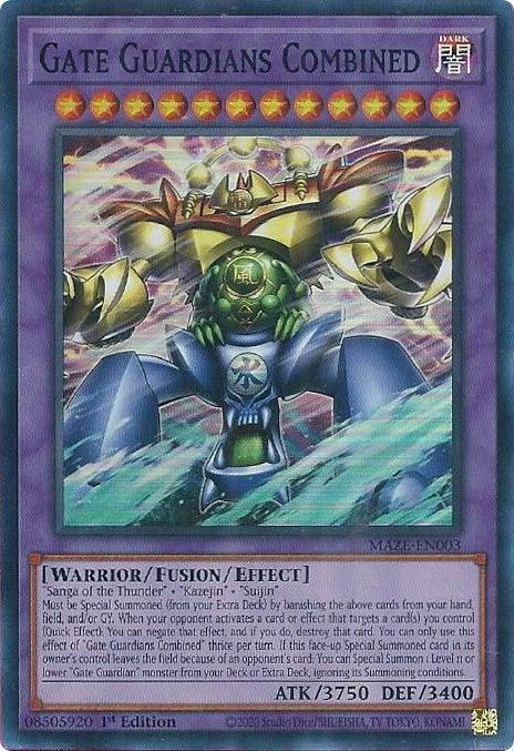 1st Edition, Dark, Fusion/Effect Monster, Maze of Memories, Super Rare, Warrior Gate Guardians Combined [MAZE-EN003] Super Rare - Trading Card World