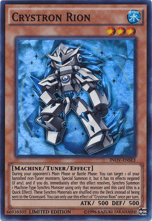 Invasion: Vengeance - Special Edition, Limited, Machine, Super Rare, Tuner/Effect Monster, Water Crystron Rion [INOV-ENSE3] Super Rare - Trading Card World