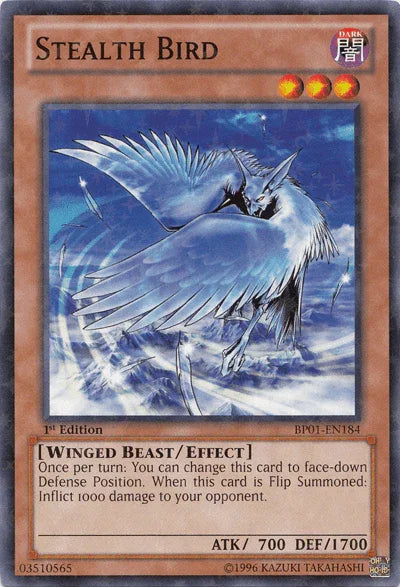1st Edition, Battle Pack: Epic Dawn, Dark, Effect Monster, Starfoil Rare, Unlimited, Winged Beast Stealth Bird [BP01-EN184] Starfoil Rare - Trading Card World