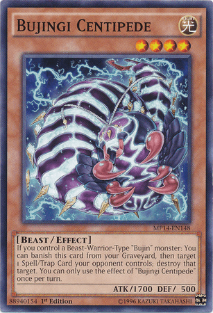 1st Edition, 2014 Mega-Tins Mega Pack, Beast, Common, Effect Monster, Light Bujingi Centipede [MP14-EN148] Common - Trading Card World