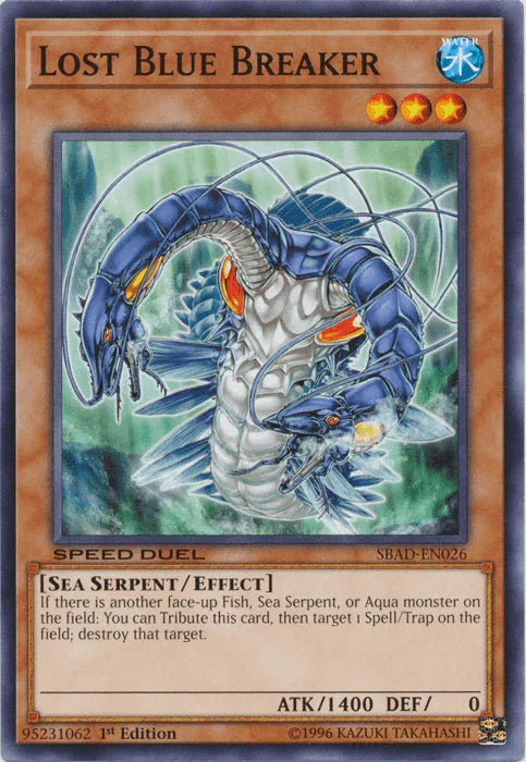 1st Edition, Common, Effect Monster, Sea Serpent, Speed Duel: Attack from the Deep, Water Lost Blue Breaker [SBAD-EN026] Common - Trading Card World
