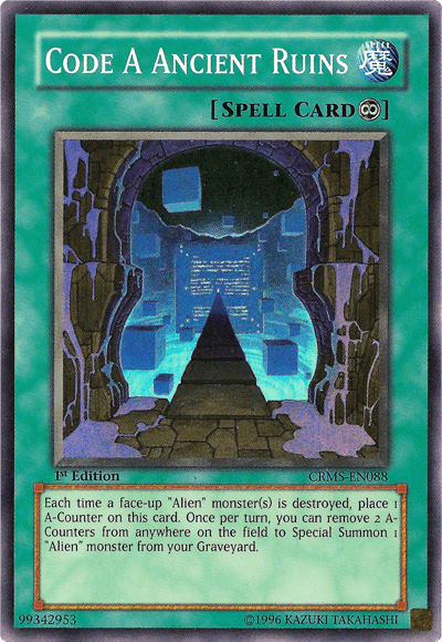 1st Edition, Continuous Spell, Crimson Crisis, Spell, Super Rare, Unlimited Code A Ancient Ruins [CRMS-EN088] Super Rare - Trading Card World