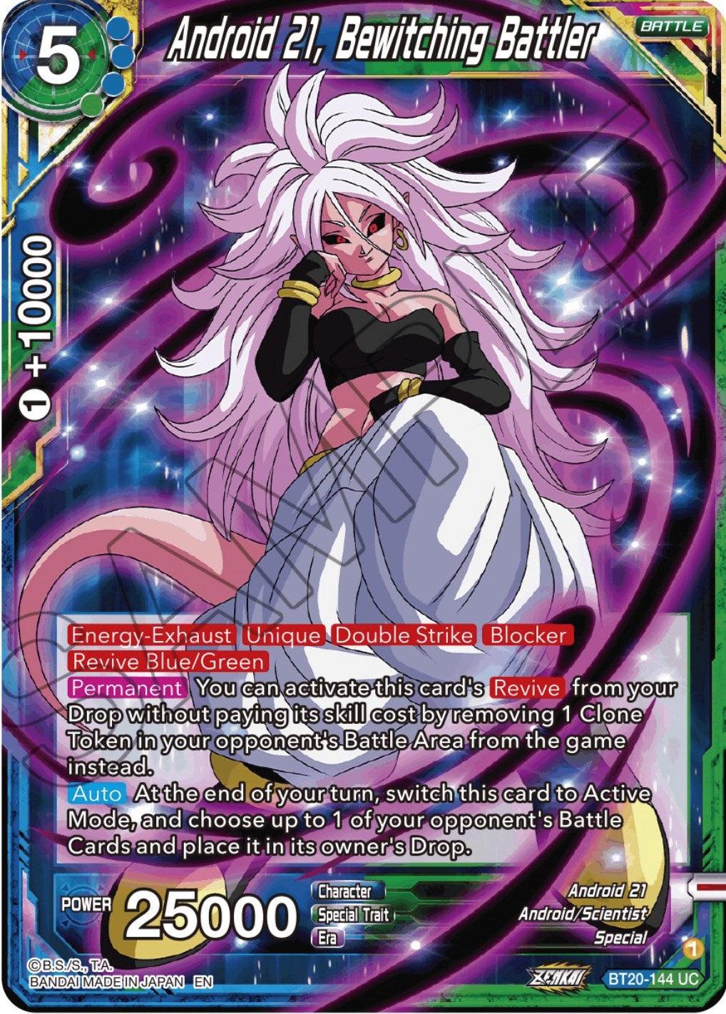 Android 21, Android/Scientist, Battle, Blue;Green, BT20-144, Normal, Parallel Foil, Power Absorbed, Special, Uncommon Android 21, Bewitching Battler (BT20-144) [Power Absorbed] - Trading Card World