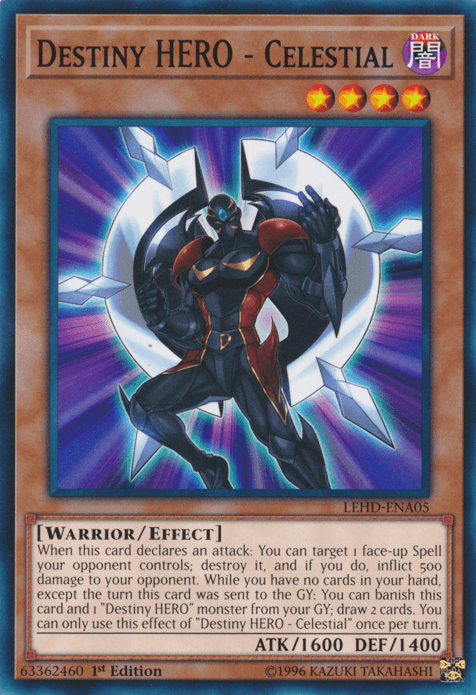 1st Edition, Common, Dark, Effect Monster, Legendary Hero Decks, Warrior Destiny Hero - Celestial [LEHD-ENA05] Common - Trading Card World