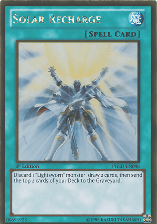 1st Edition, Gold Rare, Normal Spell, Premium Gold, Spell, Unlimited Solar Recharge [PGLD-EN046] Gold Rare - Trading Card World