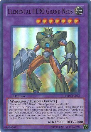 1st Edition, Earth, Fusion/Effect Monster, Legendary Collection 2, Super Rare, Unlimited, Warrior Elemental HERO Grand Neos [LCGX-EN060] Super Rare - Trading Card World