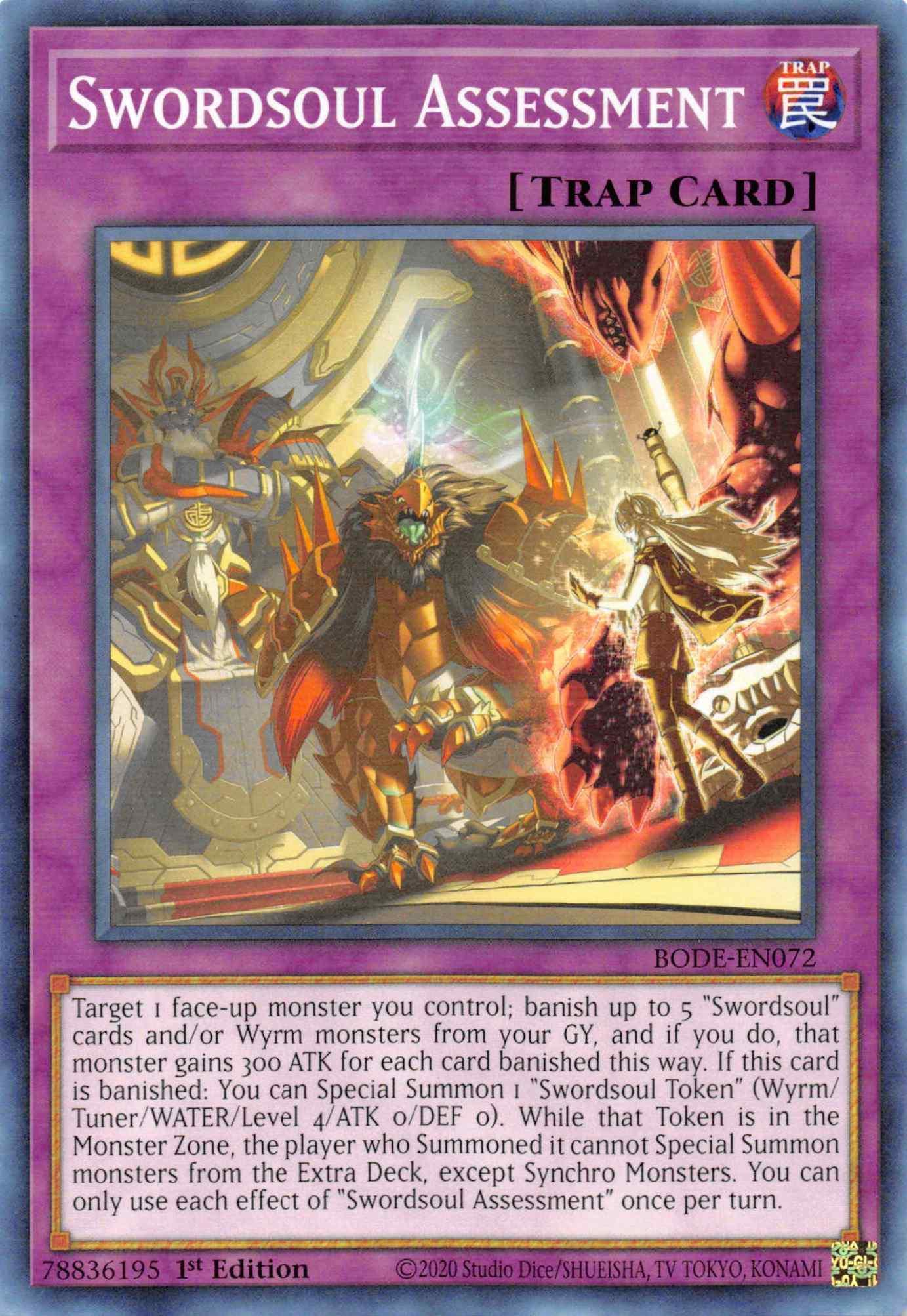 1st Edition, Burst of Destiny, Common, Normal Trap, Trap Swordsoul Assessment [BODE-EN072] Common - Trading Card World