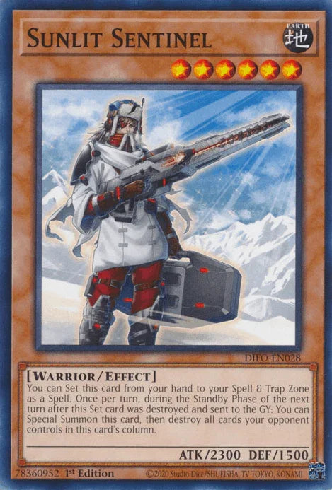 1st Edition, Common, Dimension Force, Earth, Effect Monster, Warrior Sunlit Sentinel [DIFO-EN028] Common - Trading Card World