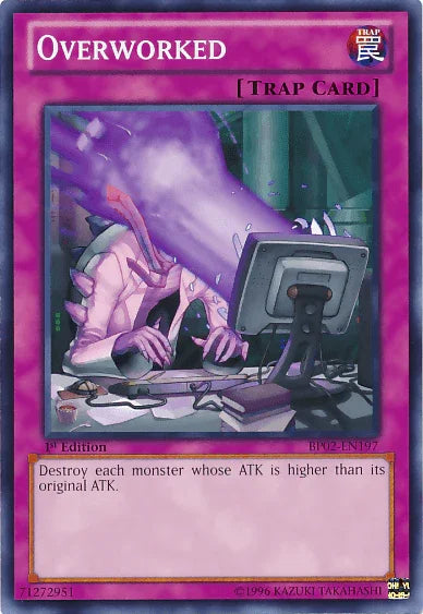 1st Edition, Battle Pack 2: War of the Giants, Mosaic Rare, Normal Trap, Trap, Unlimited Overworked [BP02-EN197] Mosaic Rare - Trading Card World