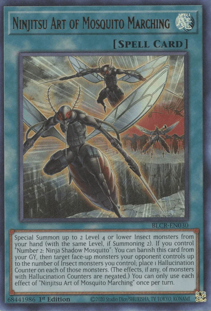 1st Edition, Battles of Legend: Crystal Revenge, Normal Spell, Spell, Ultra Rare Ninjitsu Art of Mosquito Marching [BLCR-EN030] Ultra Rare - Trading Card World