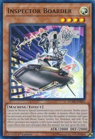 1st Edition, Duel Devastator, Effect Monster, Light, Machine, Ultra Rare Inspector Boarder [DUDE-EN031] Ultra Rare - Trading Card World