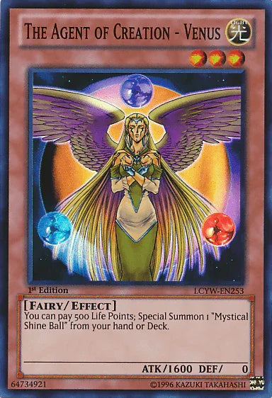 1st Edition, Effect Monster, Fairy, Legendary Collection 3: Yugi's World, Light, Super Rare, Unlimited The Agent of Creation - Venus [LCYW-EN253] Super Rare - Trading Card World