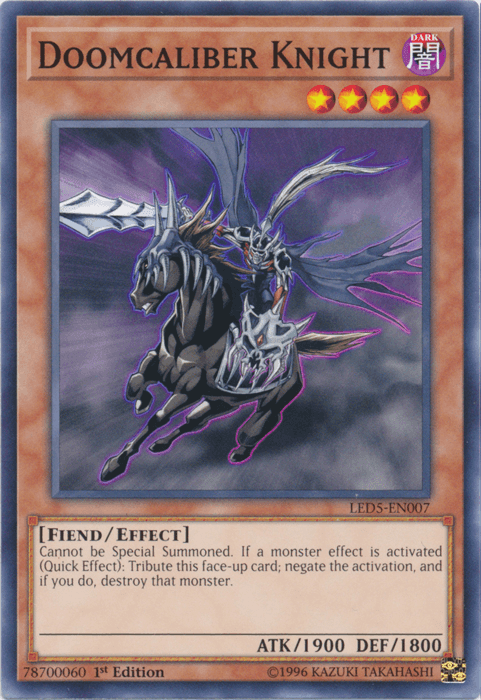 1st Edition, Common, Dark, Effect Monster, Fiend, Legendary Duelists: Immortal Destiny Doomcaliber Knight [LED5-EN007] Common - Trading Card World