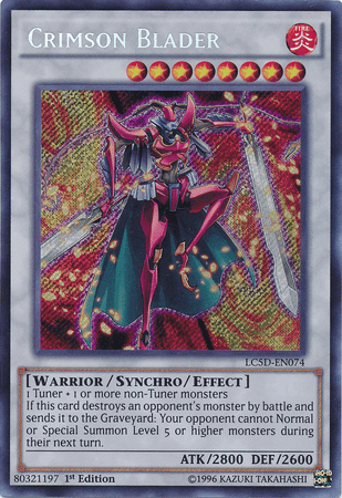 1st Edition, Fire, Legendary Collection 5D's, Secret Rare, Synchro/Effect Monster, Warrior Crimson Blader [LC5D-EN074] Secret Rare - Trading Card World