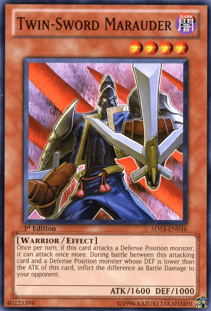 1st Edition, Common, Dark, Effect Monster, Starter Deck: Duelist Toolbox, Warrior Twin-Sword Marauder [5DS3-EN016] Common - Trading Card World
