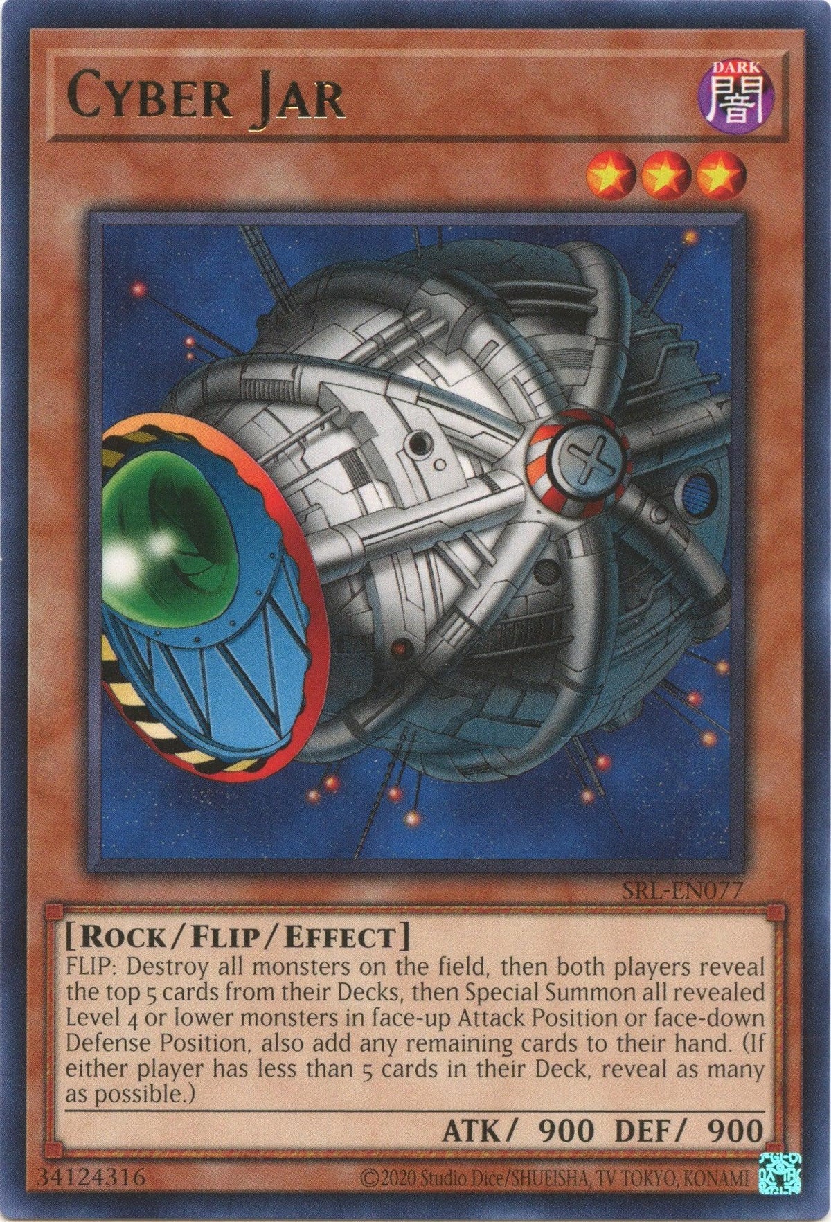 Dark, Flip/Effect Monster, Rare, Rock, Spell Ruler (25th Anniversary Edition), Unlimited Cyber Jar (25th Anniversary) [SRL-EN077] Rare - Trading Card World