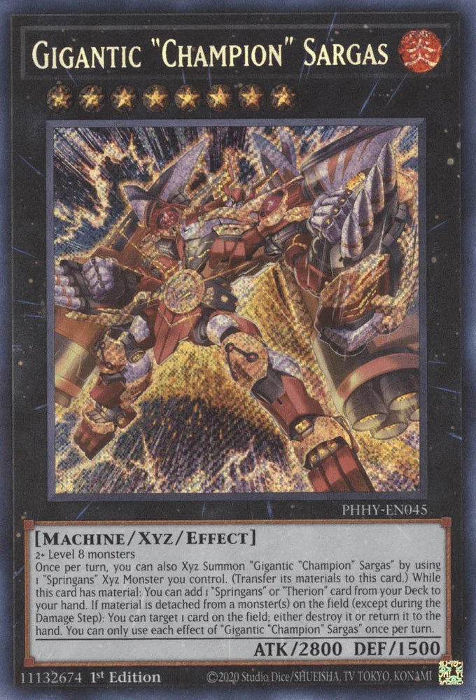 1st Edition, Fire, Machine, Photon Hypernova, Secret Rare, Xyz/Effect Monster Gigantic "Champion" Sargas [PHHY-EN045] Secret Rare - Trading Card World