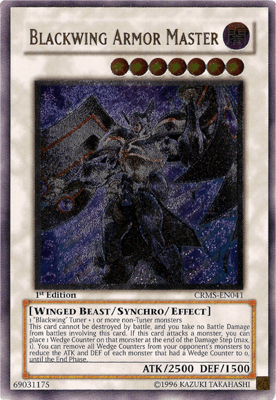 1st Edition, Crimson Crisis, Dark, Synchro/Effect Monster, Ultimate Rare, Unlimited, Winged Beast Blackwing Armor Master [CRMS-EN041] Ultimate Rare - Trading Card World
