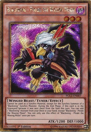 1st Edition, Dark, Gold Secret Rare, Premium Gold: Return of the Bling, Tuner/Effect Monster, Unlimited, Winged Beast Blackwing - Pinaki the Waxing Moon [PGL2-EN007] Gold Secret Rare - Trading Card World