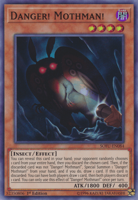 1st Edition, Dark, Effect Monster, Insect, Soul Fusion, Super Rare, Unlimited Danger! Mothman! [SOFU-EN084] Super Rare - Trading Card World