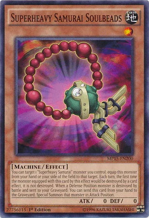 1st Edition, 2015 Mega-Tins Mega Pack, Common, Earth, Effect Monster, Machine Superheavy Samurai Soulbeads [MP15-EN200] Common - Trading Card World