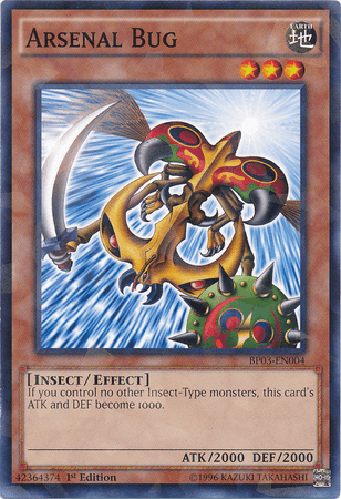 1st Edition, Battle Pack 3: Monster League, Earth, Effect Monster, Insect, Shatterfoil Rare Arsenal Bug [BP03-EN004] Shatterfoil Rare - Trading Card World