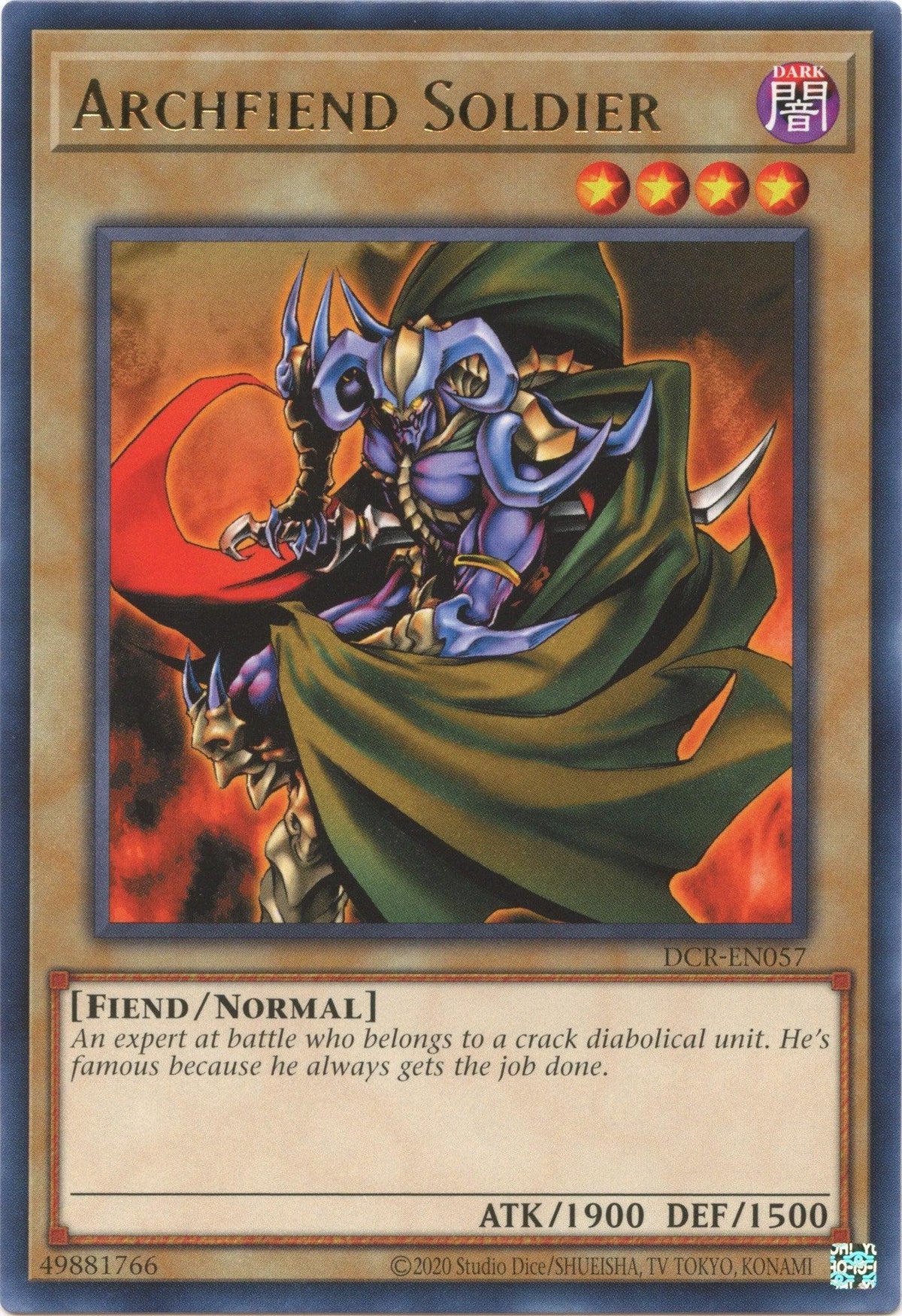 Dark, Dark Crisis (25th Anniversary Edition), Fiend, Normal Monster, Rare, Unlimited Archfiend Soldier (25th Anniversary) [DCR-EN057] Rare - Trading Card World