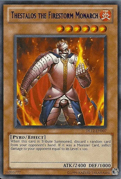 Duelist League Promo, Effect Monster, Fire, Pyro, Rare, Unlimited Thestalos the Firestorm Monarch (Purple) [DL12-EN007] Rare - Trading Card World