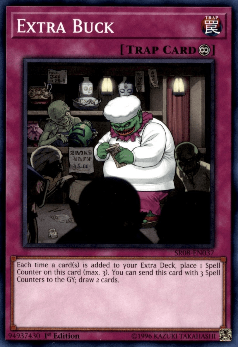 1st Edition, Common, Continuous Trap, Structure Deck: Order of the Spellcasters, Trap Extra Buck [SR08-EN037] Common - Trading Card World