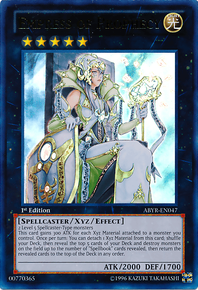 1st Edition, Abyss Rising, Light, Spellcaster, Ultra Rare, Unlimited, Xyz/Effect Monster Empress of Prophecy [ABYR-EN047] Ultra Rare - Trading Card World