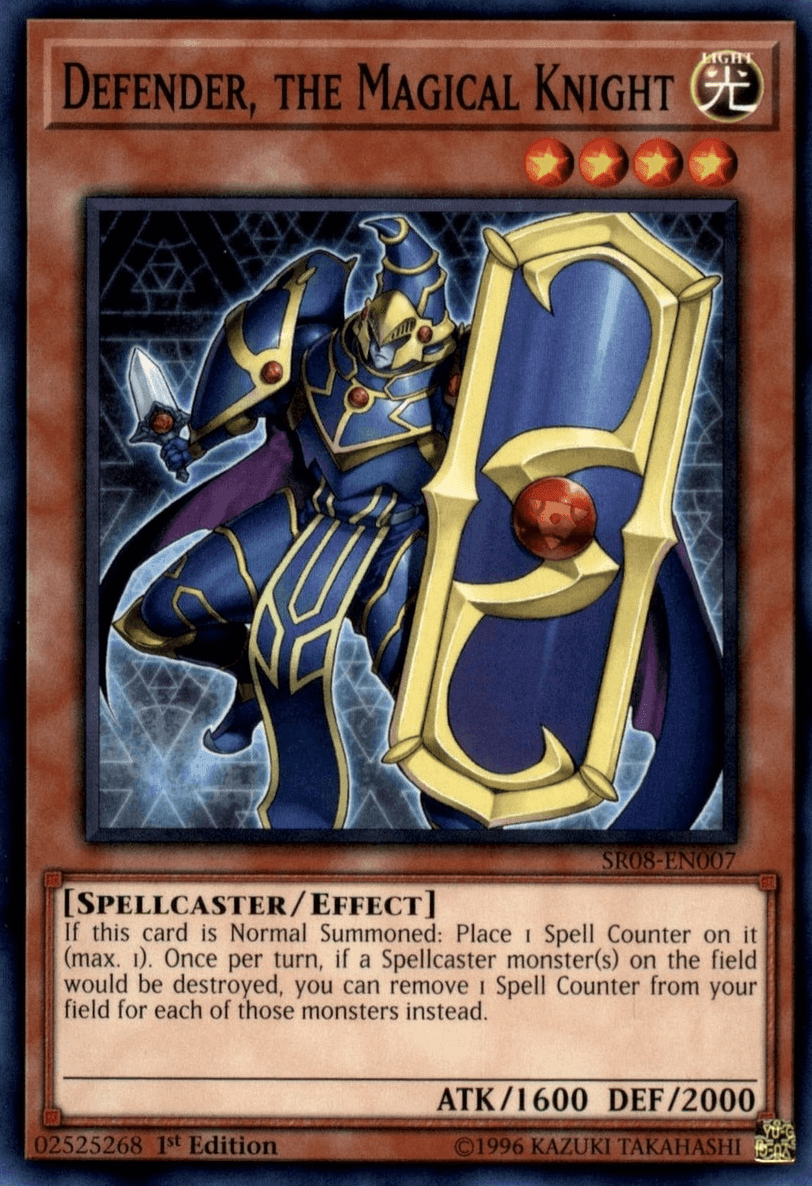 1st Edition, Common, Effect Monster, Light, Spellcaster, Structure Deck: Order of the Spellcasters Defender, the Magical Knight [SR08-EN007] Common - Trading Card World