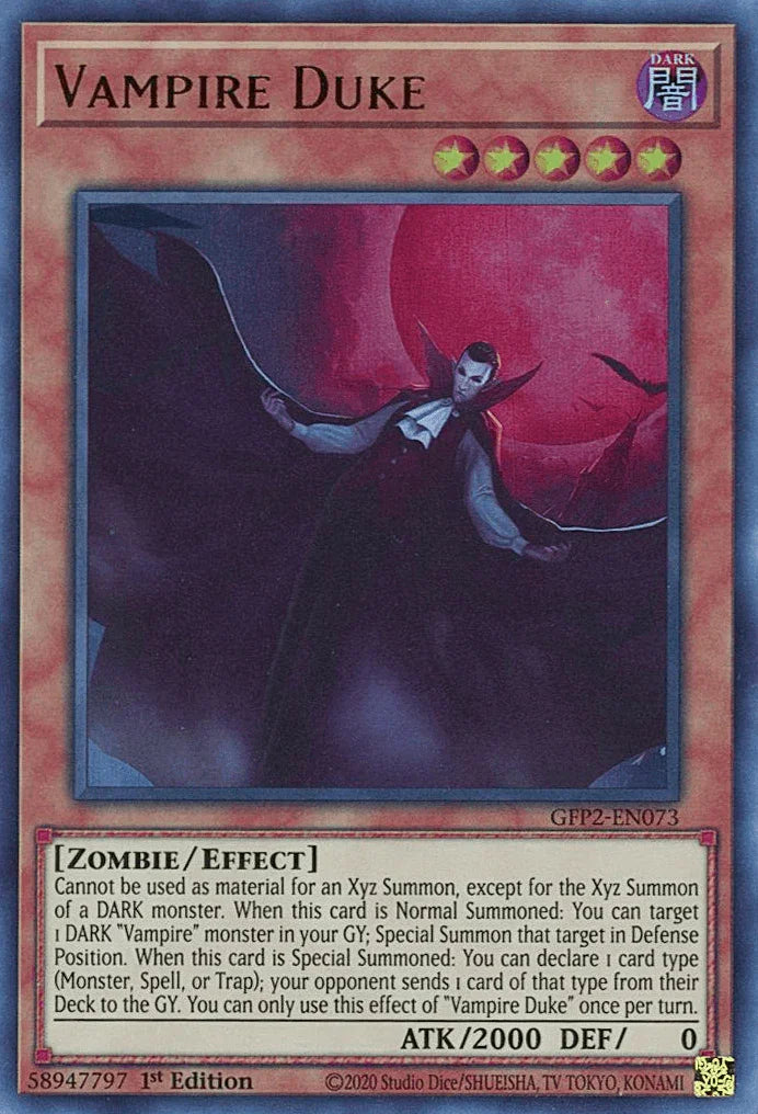 1st Edition, Dark, Effect Monster, Ghosts From the Past: The 2nd Haunting, Ultra Rare, Zombie Vampire Duke [GFP2-EN073] Ultra Rare - Trading Card World