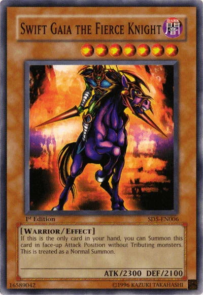 1st Edition, Common, Dark, Effect Monster, Structure Deck: Warrior's Triumph, Warrior Swift Gaia the Fierce Knight [SD5-EN006] Common - Trading Card World