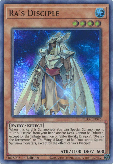 1st Edition, Battles of Legend: Armageddon, Effect Monster, Fairy, Light, Ultra Rare Ra's Disciple [BLAR-EN076] Ultra Rare - Trading Card World