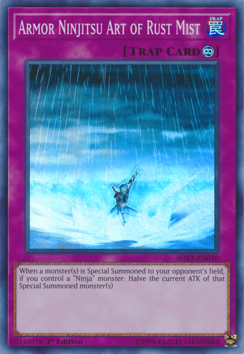 1st Edition, Continuous Trap, Shadows in Valhalla, Super Rare, Trap Armor Ninjitsu Art of Rust Mist [SHVA-EN030] Super Rare - Trading Card World