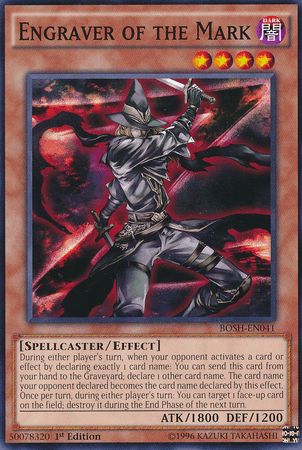 1st Edition, Breakers of Shadow, Common, Dark, Effect Monster, Spellcaster, Unlimited Engraver of the Mark [BOSH-EN041] Common - Trading Card World