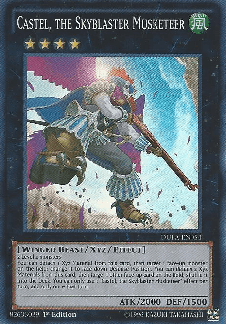 1st Edition, Duelist Alliance, Super Rare, Unlimited, Wind, Winged Beast, Xyz/Effect Monster Castel, the Skyblaster Musketeer [DUEA-EN054] Super Rare - Trading Card World