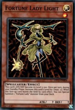 Effect Monster, Light, OTS Tournament Pack 11, Spellcaster, Super Rare, Unlimited Fortune Lady Light [OP11-EN004] Super Rare - Trading Card World